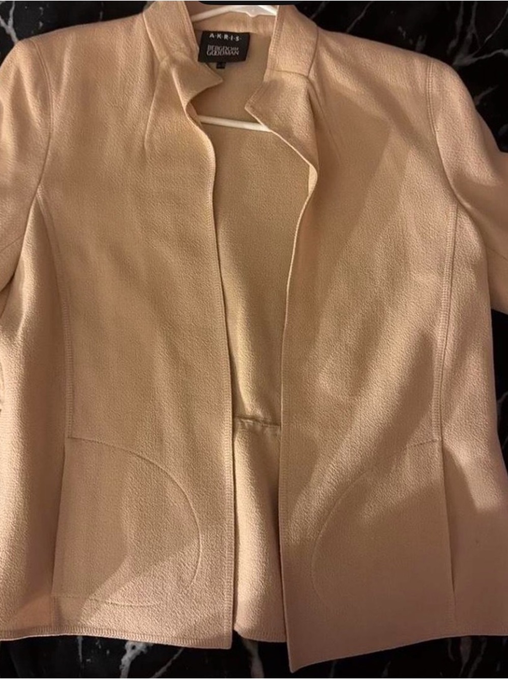 Akris Punto Pale Cream Open-Front Textured Blazer